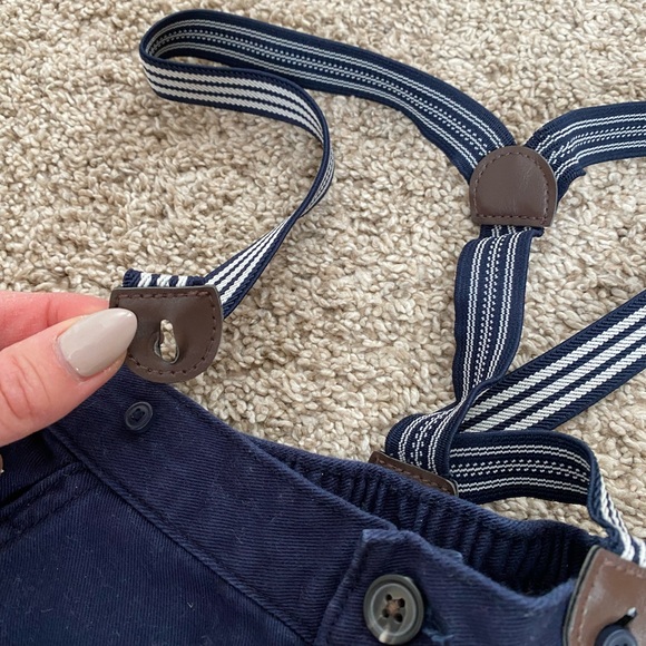 Gymboree baby toddler boy navy blue suspender pants size 18-24 months - Picture 5 of 8